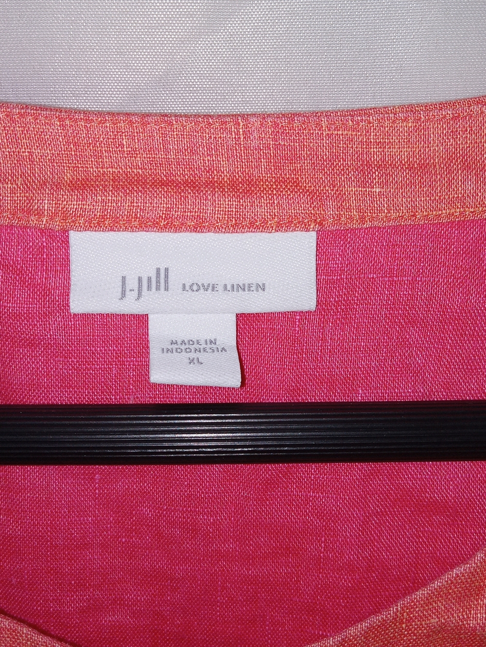 J Jill Love Linen Top XL Coral Pink Orange Button Front Lagenlook Coastal Resort - Picture 4 of 10